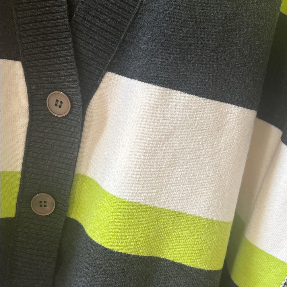 NWT Free People A League of Her Own Striped Cardigan in Carbon Lime, M - Picture 7 of 12